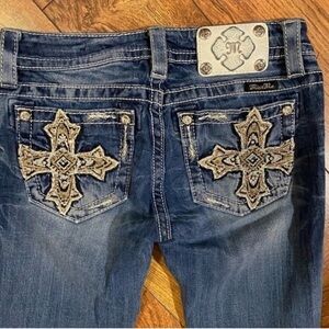 Gorgeous Miss Me Signature Skinny Cross Embellished Jeans With 33” Inseam